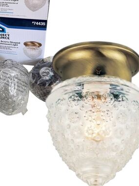 Antique Brass Bubble Glass Flush Mount Ceiling Light - Clear